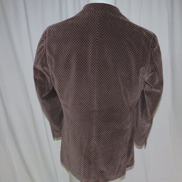 Romeo Gigli Geometric Foulard Brown Velvet Vintage Three Button Blazer 40R - Picture 8 of 11